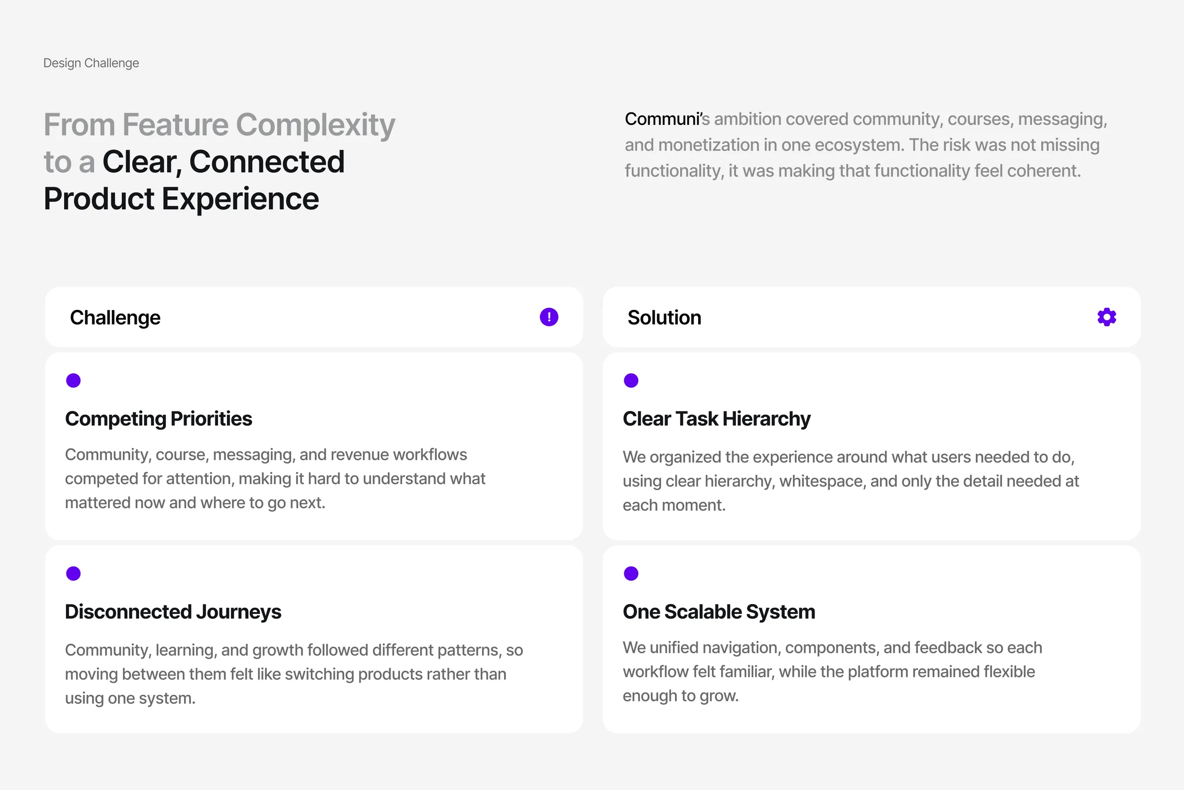 From feature complexity to a connected experience