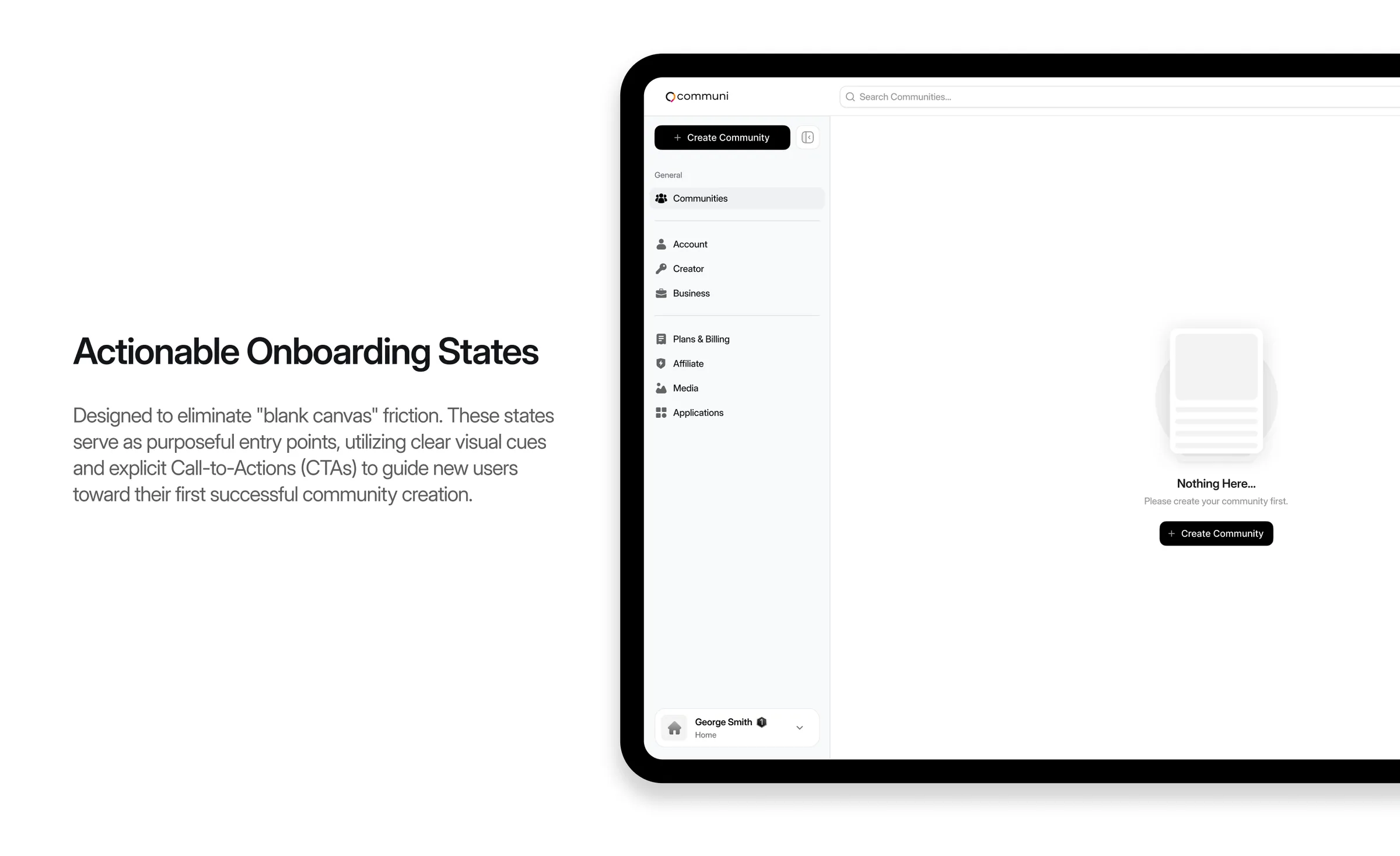 Actionable onboarding states