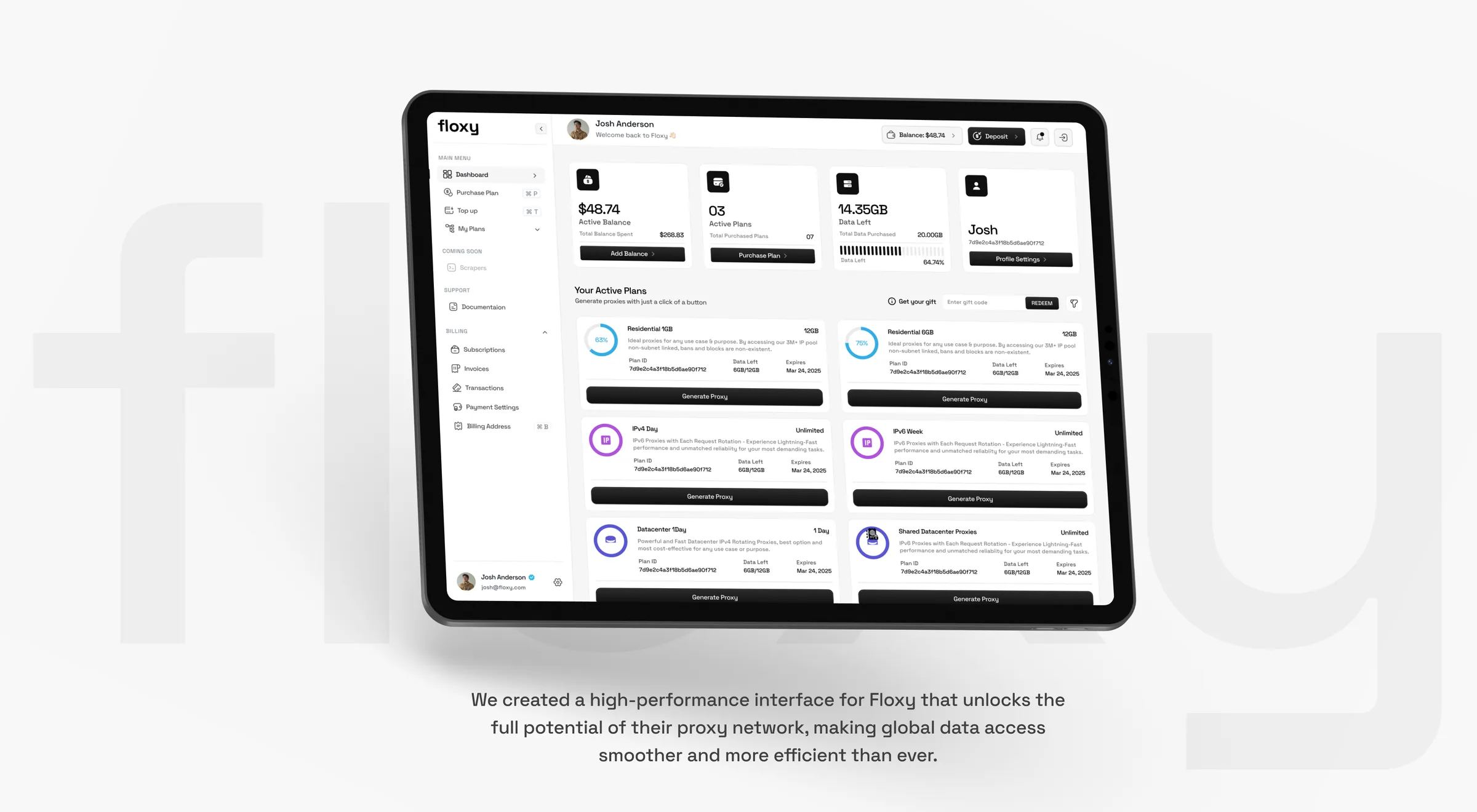 The Floxy dashboard