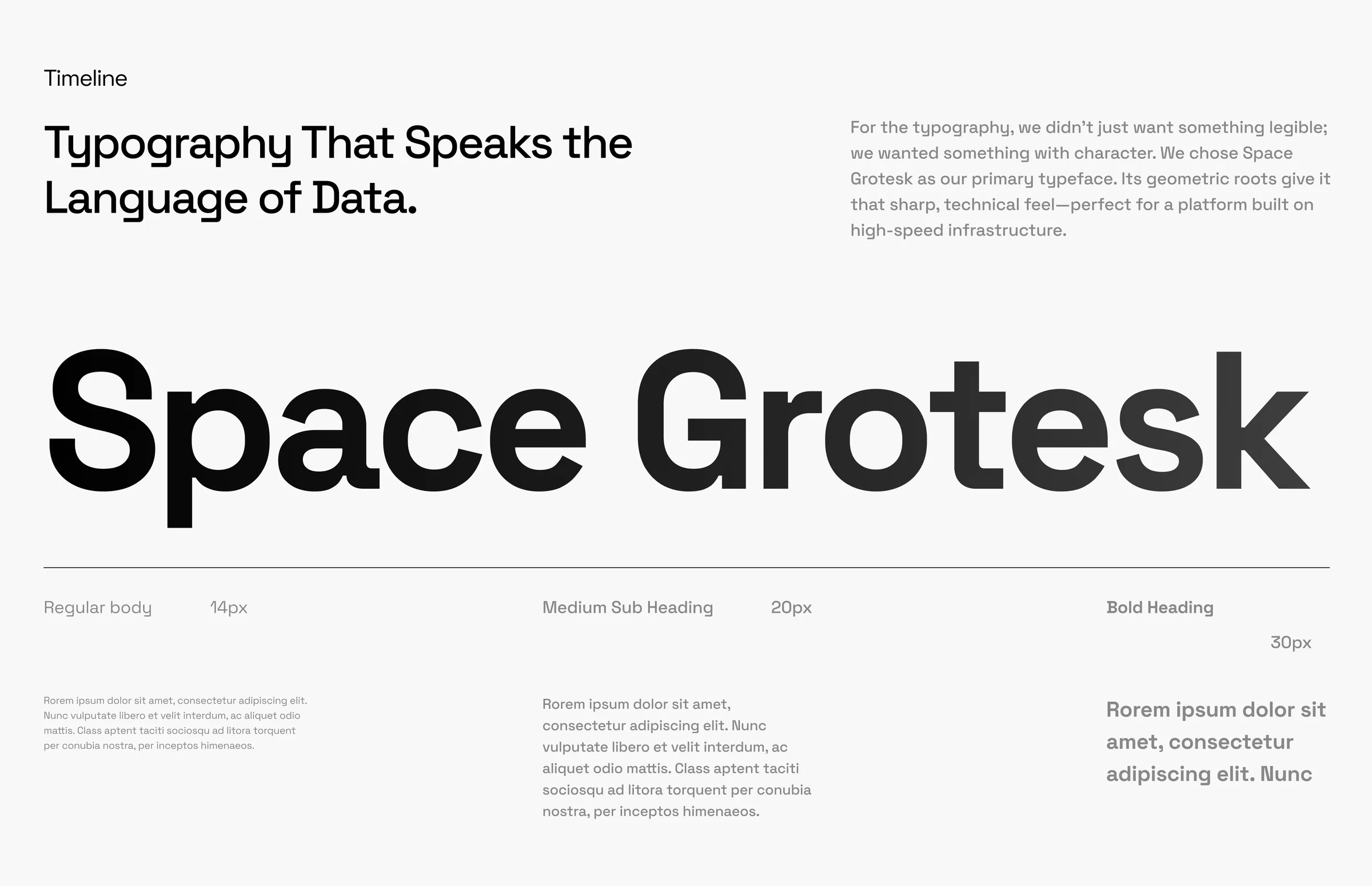 Space Grotesk for a sharp, technical feel