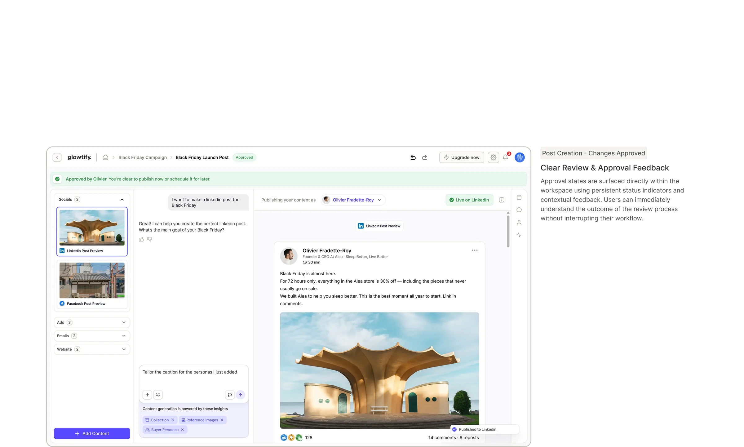 Clear review and approval feedback