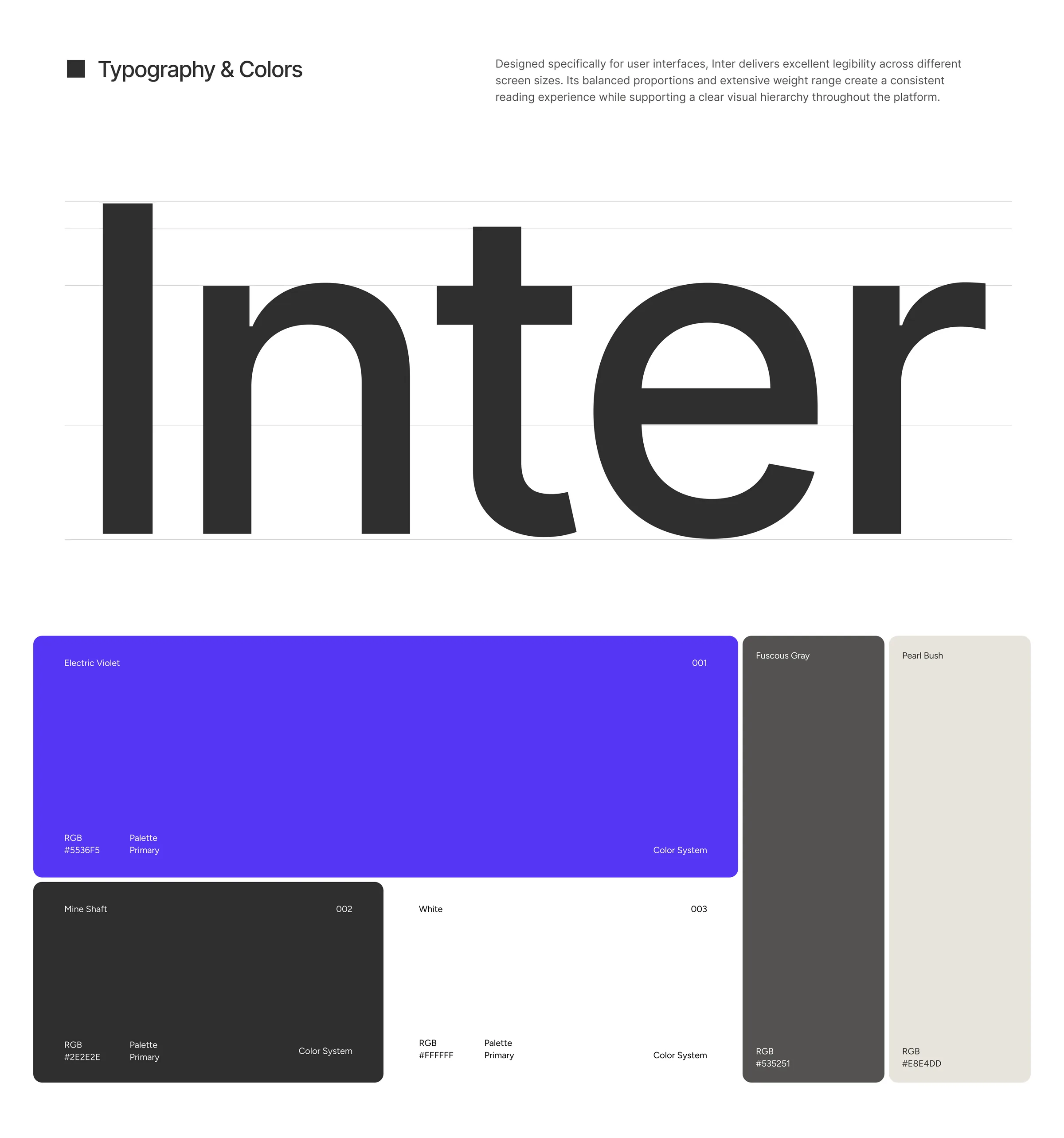 Inter, with Electric Violet as the primary