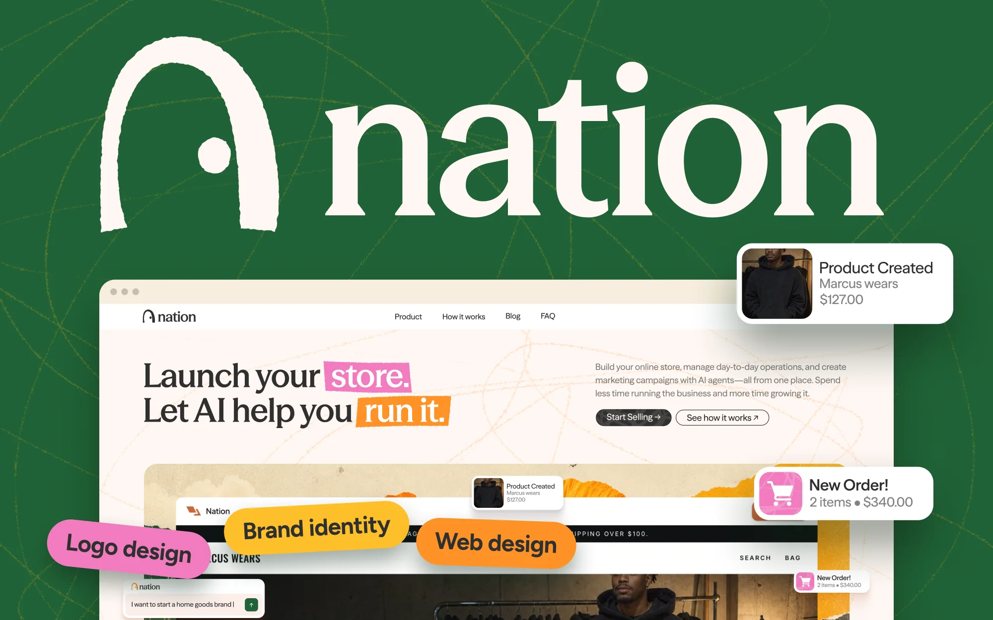 Nation, brand identity and web design by Fackt