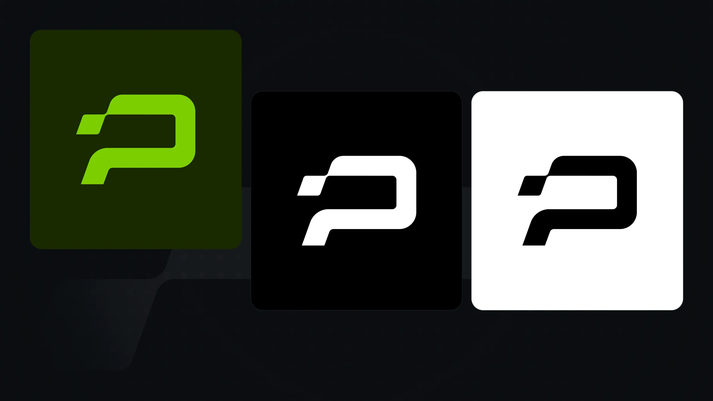 Logo on green, black and white