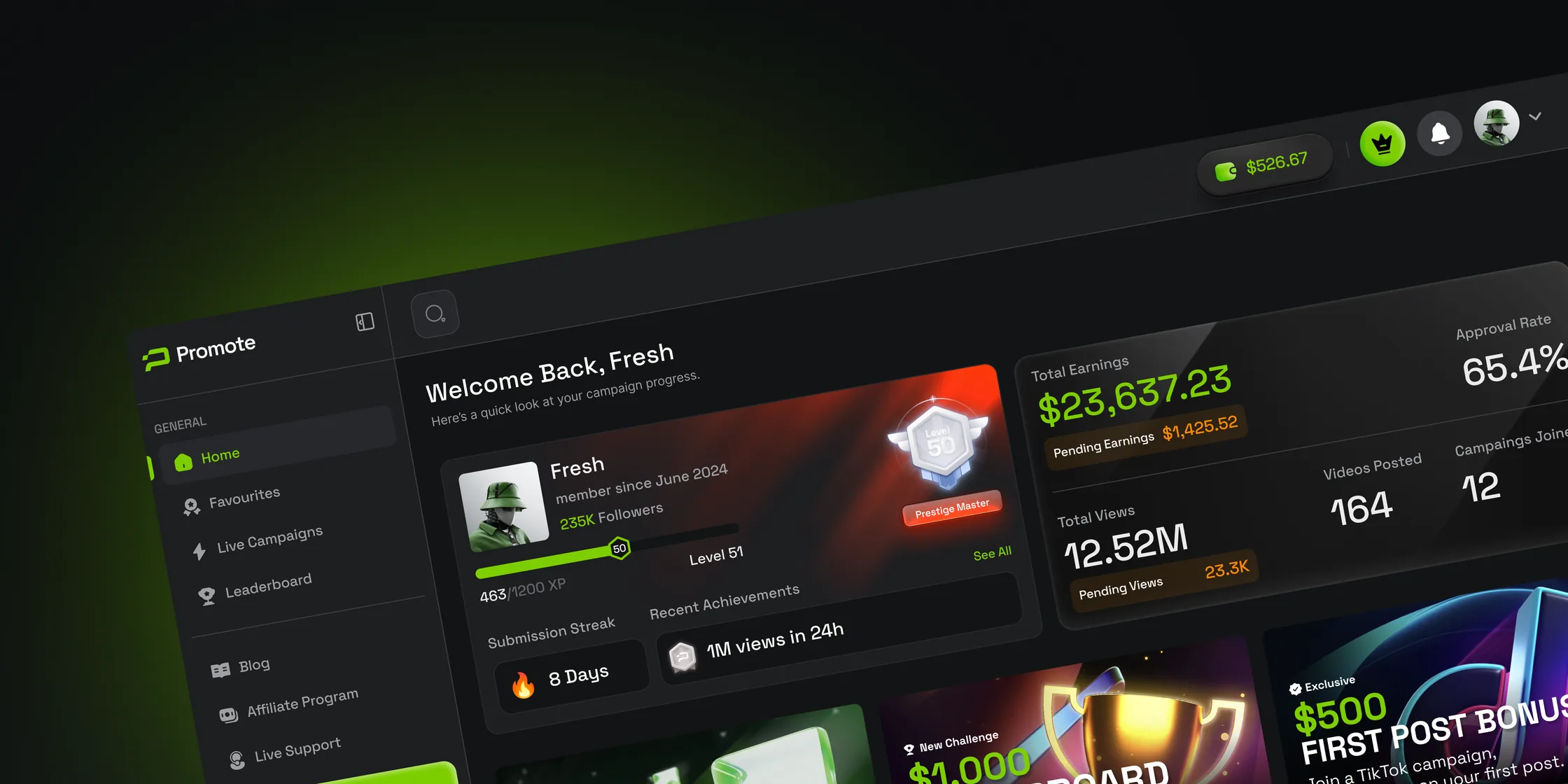Promote.fun, product design by Fackt