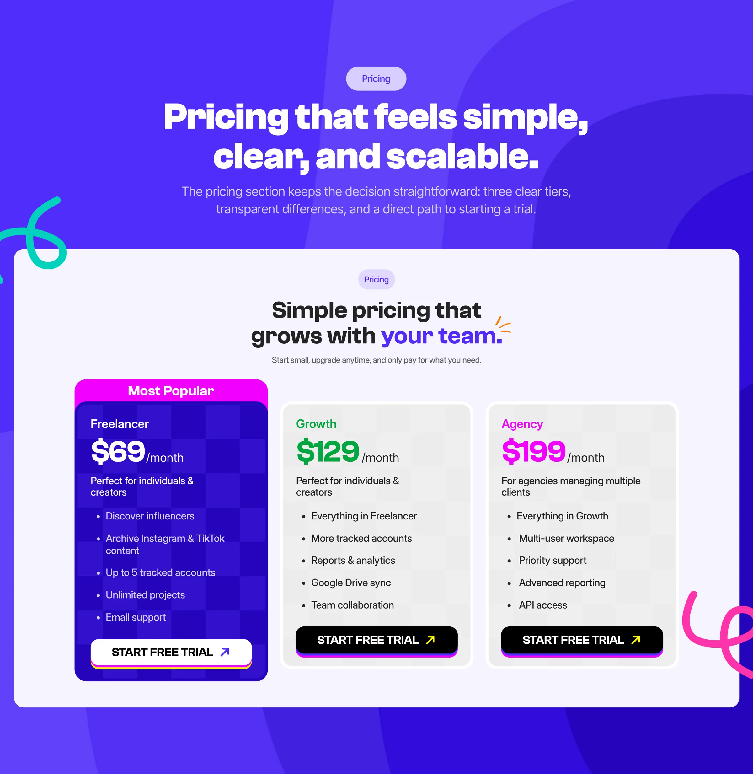 Pricing that feels simple