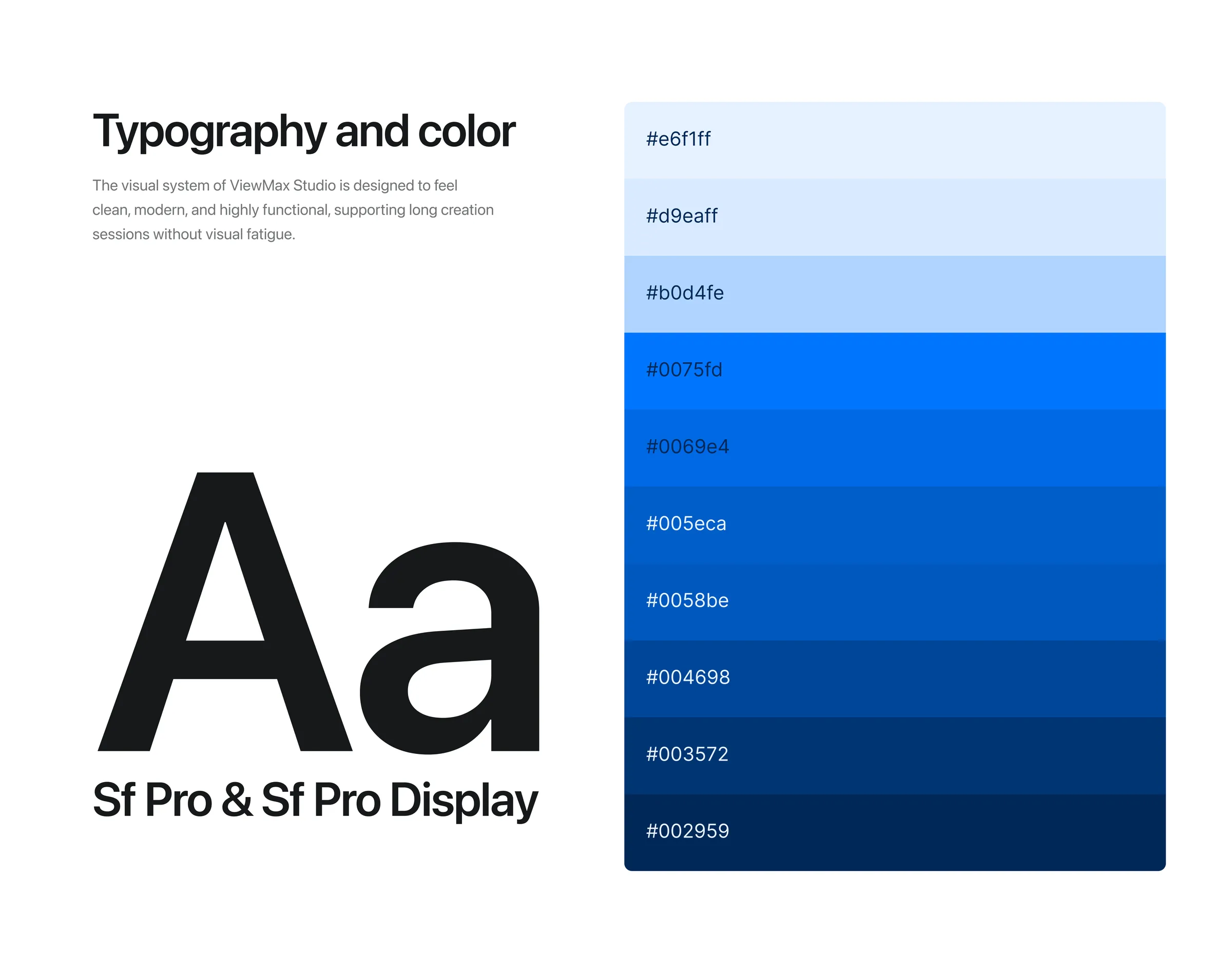 SF Pro and a blue palette