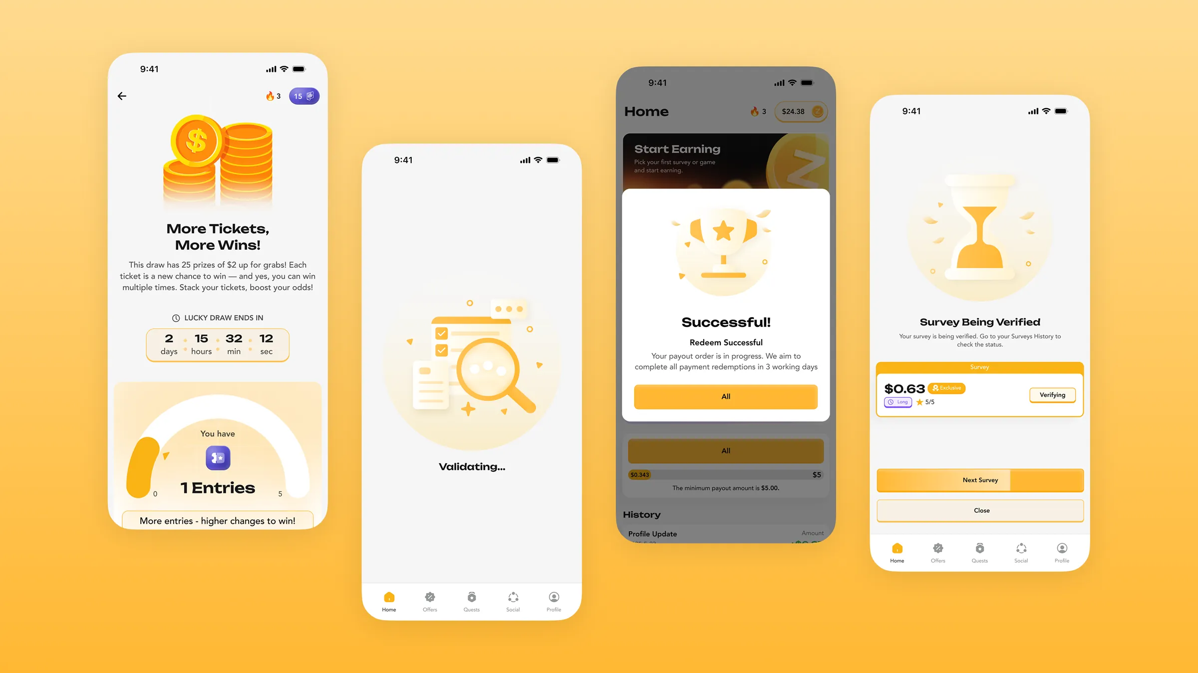 Tickets, validation and rewards